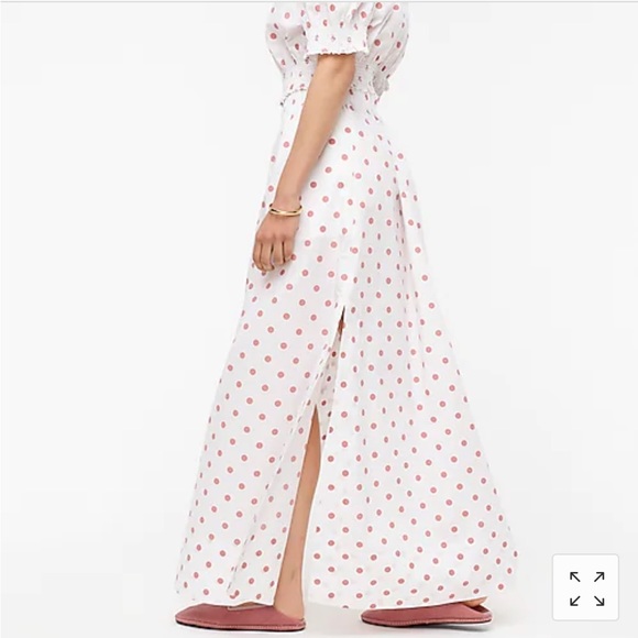 NEW J. Crew Set. Puff sleeve smocked top and skirt in white rose dot. Sizes S,M - Picture 2 of 16